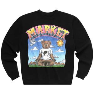 MARKET size medium black namaste bear meditating bear skeleton sweatshirt